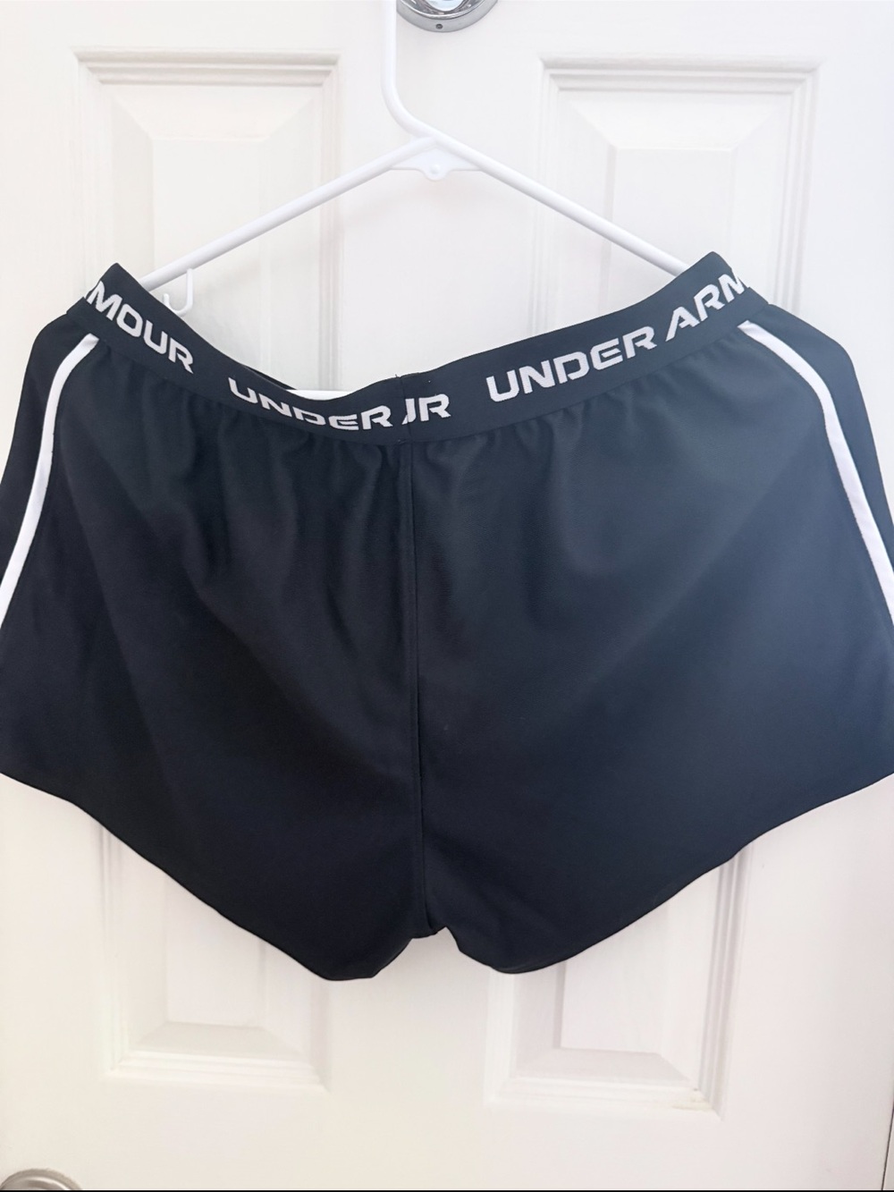 Under Armour Black Women's Athletic Shorts with White Side Stripes